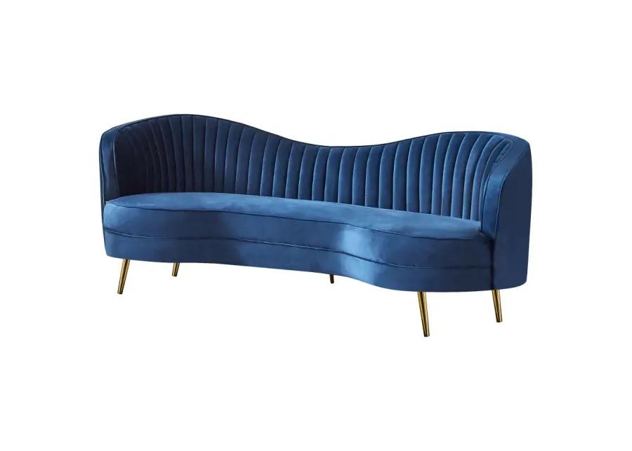 Sophia Upholstered Camel Back Sofa Blue