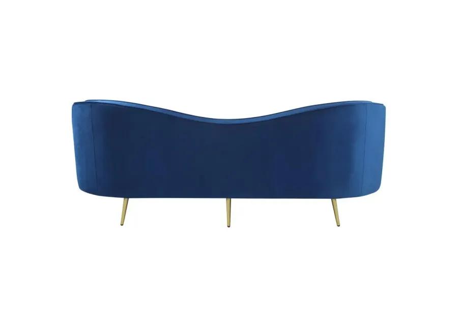 Sophia Upholstered Camel Back Sofa Blue