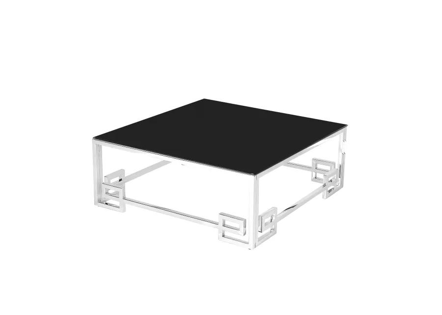 Stainless Steel Cocktail Table, Silver/black Glass