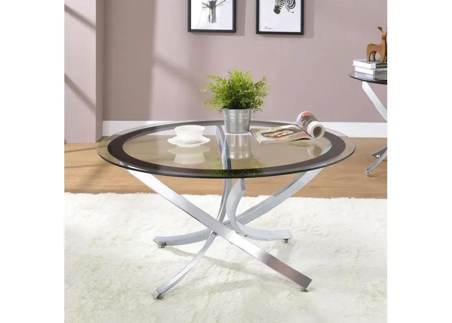 Brooke Glass Top Coffee Table Chrome and Black