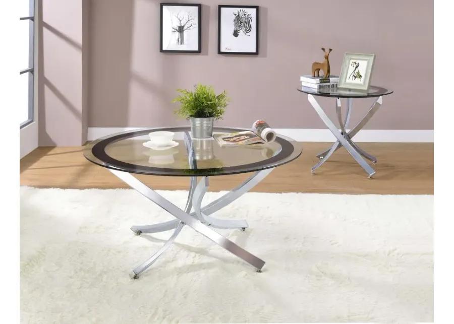 Brooke Glass Top Coffee Table Chrome and Black