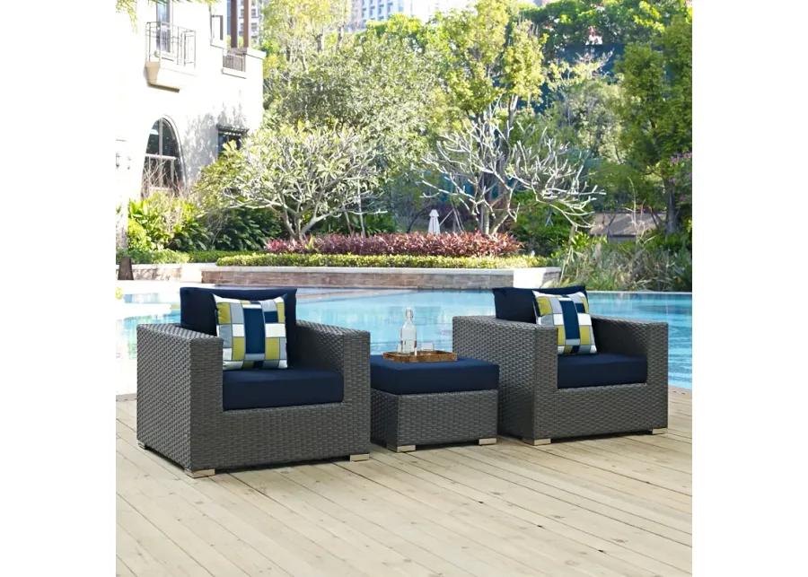 Sojourn 3 Piece Outdoor Patio Sunbrella® Sectional Set