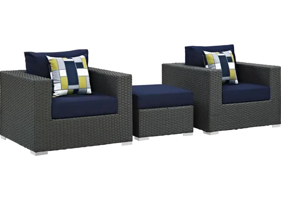 Sojourn 3 Piece Outdoor Patio Sunbrella® Sectional Set