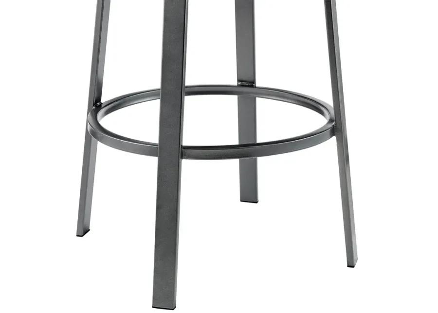 Neura Swivel Counter or Bar Stool in Black Finish with Gray Faux Leather