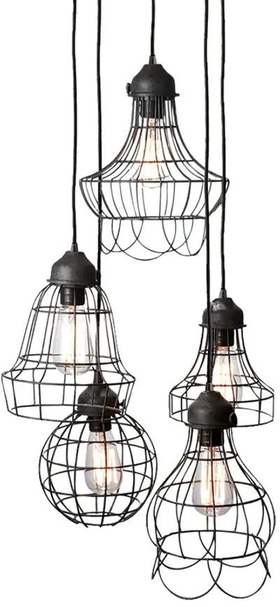 Wire 6" Wide 5-Light Multi Pendant - Oil Rubbed Bronze