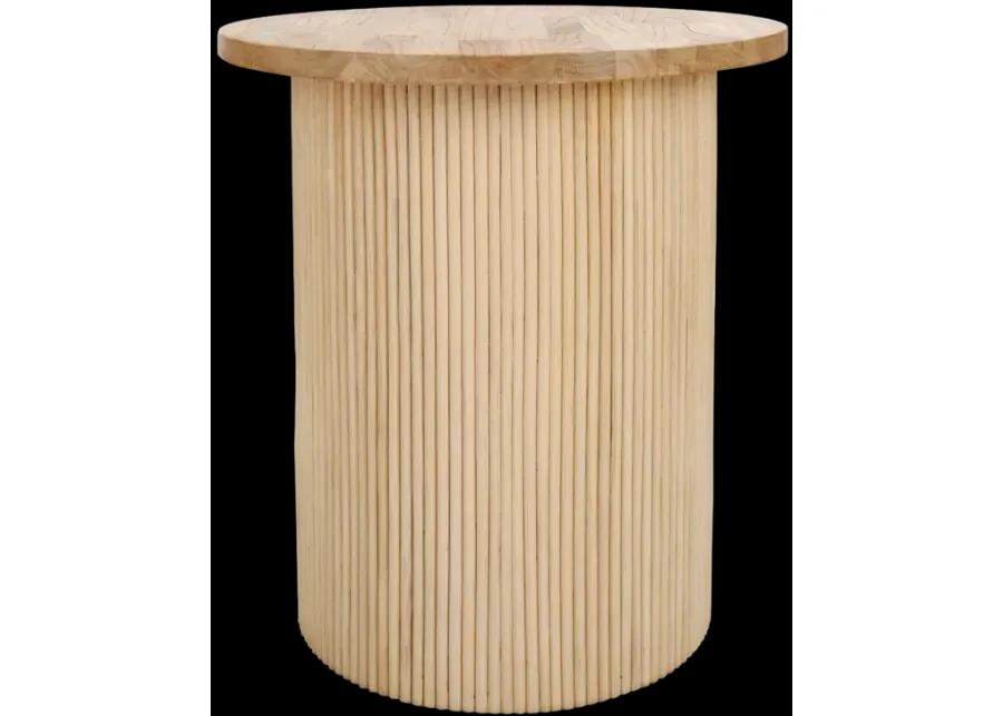 Kiefer Rattan Side/End Table w/ Wood Top, Natural