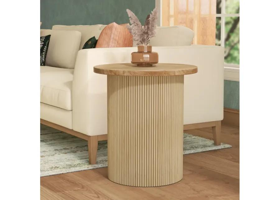 Kiefer Rattan Side/End Table w/ Wood Top, Natural