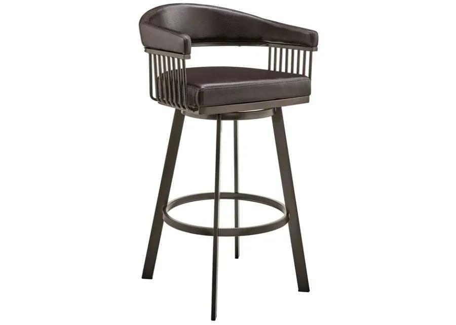 Bronson 29" Bar Height Swivel Bar Stool in Java Brown Finish and Chocolate Faux Leather