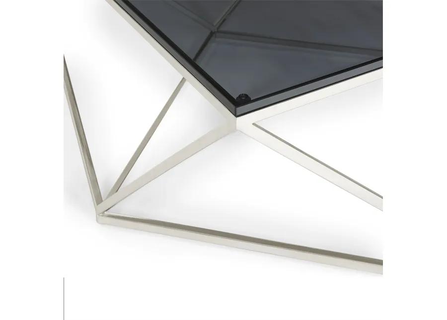 Aria Smoked Glass and Polished Stainless Steel Coffee Table