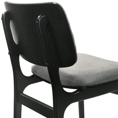 Lima Gray Upholstered Wood Dining Chairs in Black Finish - Set of 2