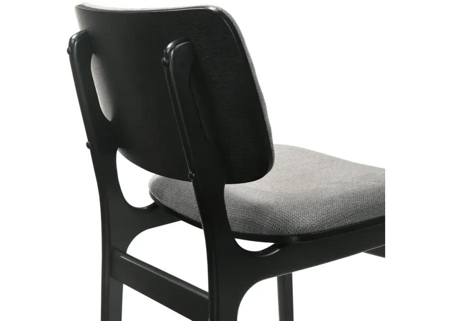 Lima Gray Upholstered Wood Dining Chairs in Black Finish - Set of 2