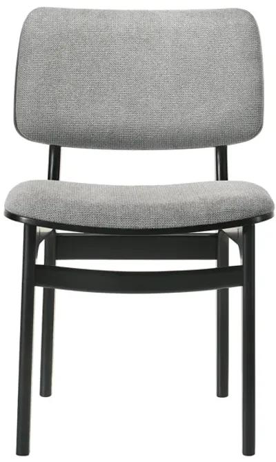 Lima Gray Upholstered Wood Dining Chairs in Black Finish - Set of 2