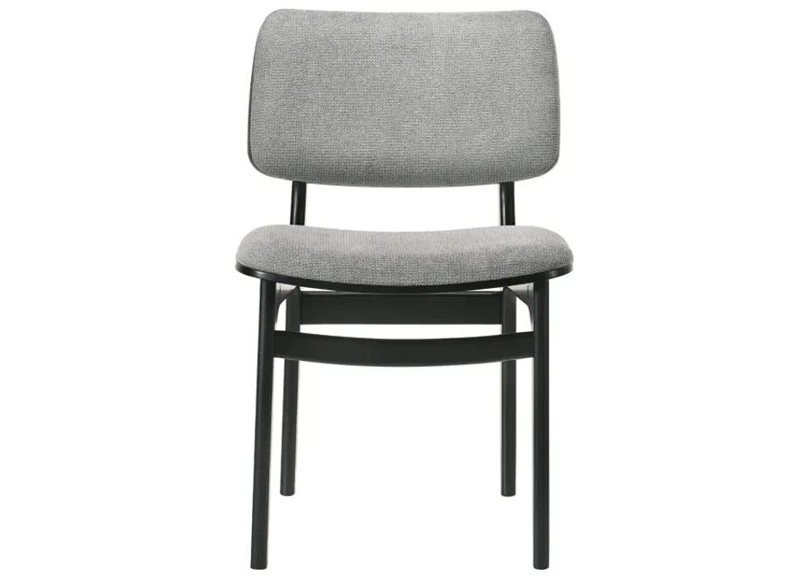 Lima Gray Upholstered Wood Dining Chairs in Black Finish - Set of 2