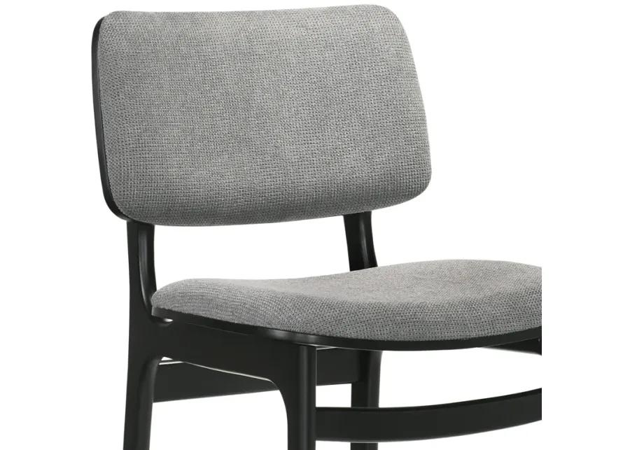 Lima Gray Upholstered Wood Dining Chairs in Black Finish - Set of 2