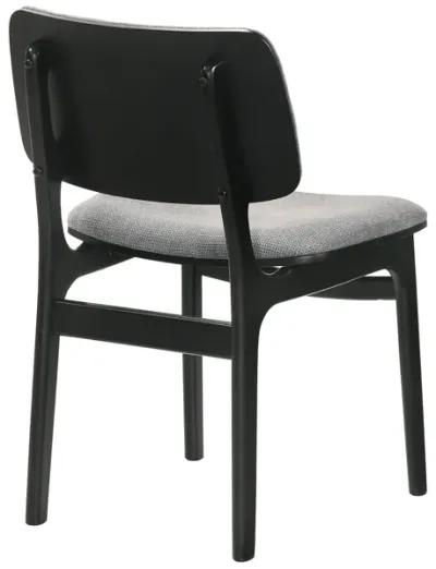 Lima Gray Upholstered Wood Dining Chairs in Black Finish - Set of 2