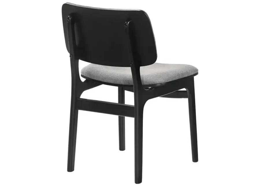 Lima Gray Upholstered Wood Dining Chairs in Black Finish - Set of 2