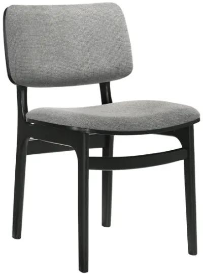 Lima Gray Upholstered Wood Dining Chairs in Black Finish - Set of 2