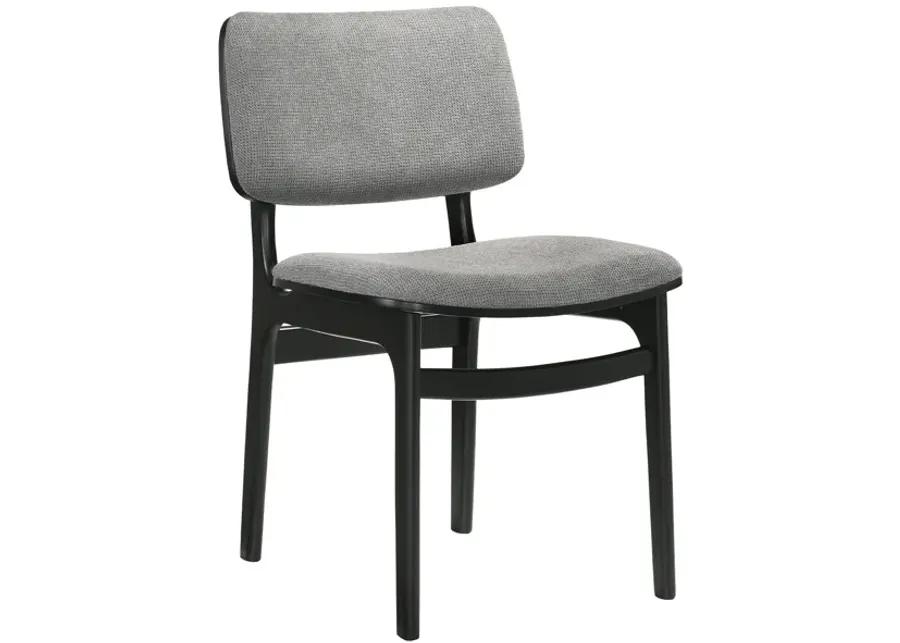 Lima Gray Upholstered Wood Dining Chairs in Black Finish - Set of 2