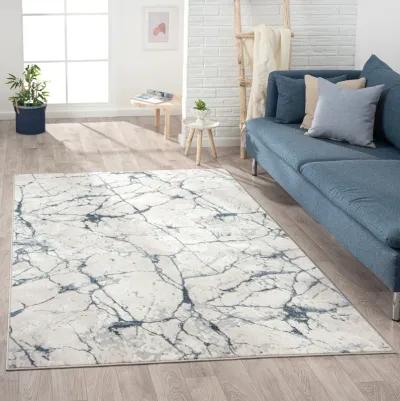 Avery Blue/ Beige Modern Abstract Indoor Area Rug 5' x 7'