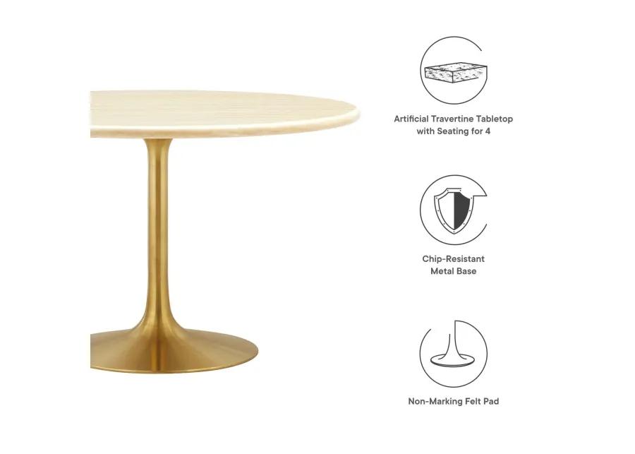 Lippa 48" Round Artificial Travertine  Dining Table