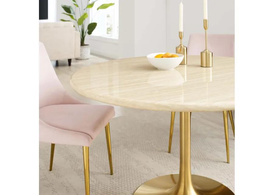 Lippa 48" Round Artificial Travertine  Dining Table