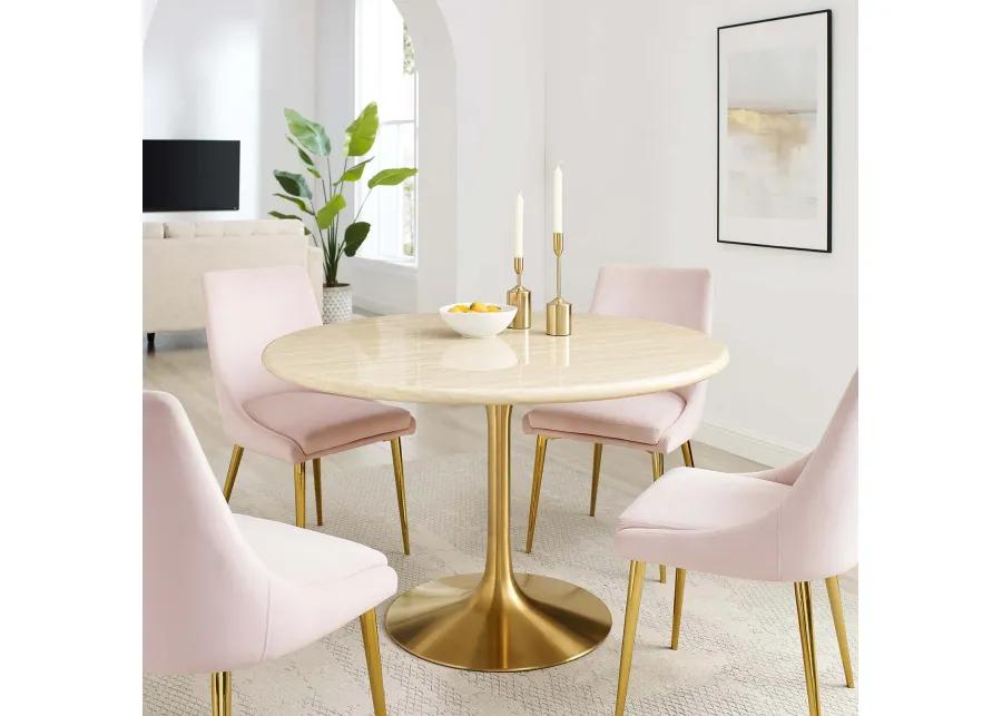 Lippa 48" Round Artificial Travertine  Dining Table