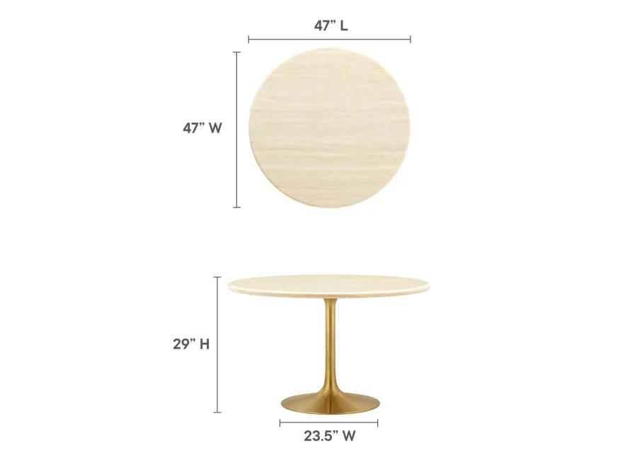 Lippa 48" Round Artificial Travertine  Dining Table