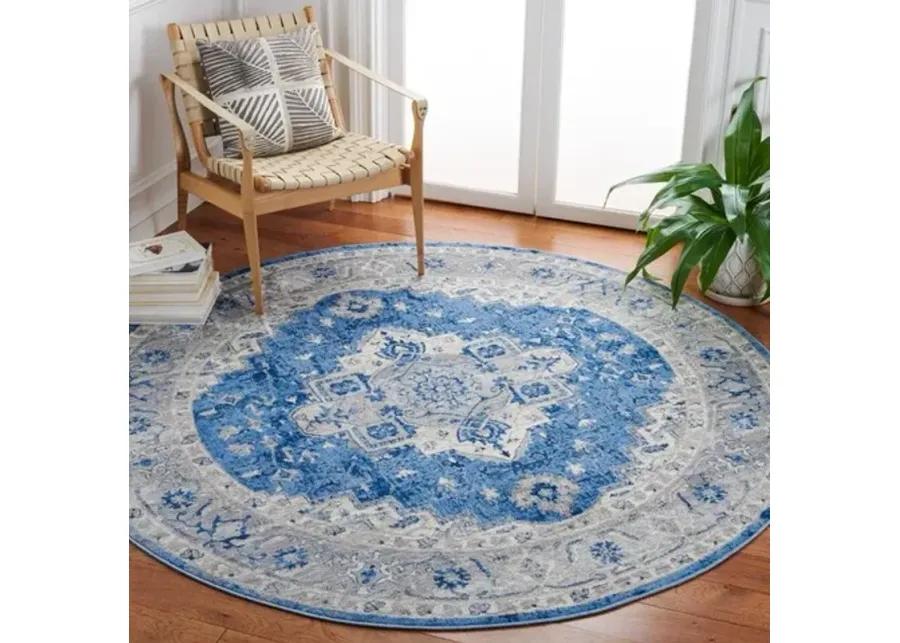 Brentwood 851 Blue / Grey 6'-7" X 6'-7" Round Round Powerloomed Rug