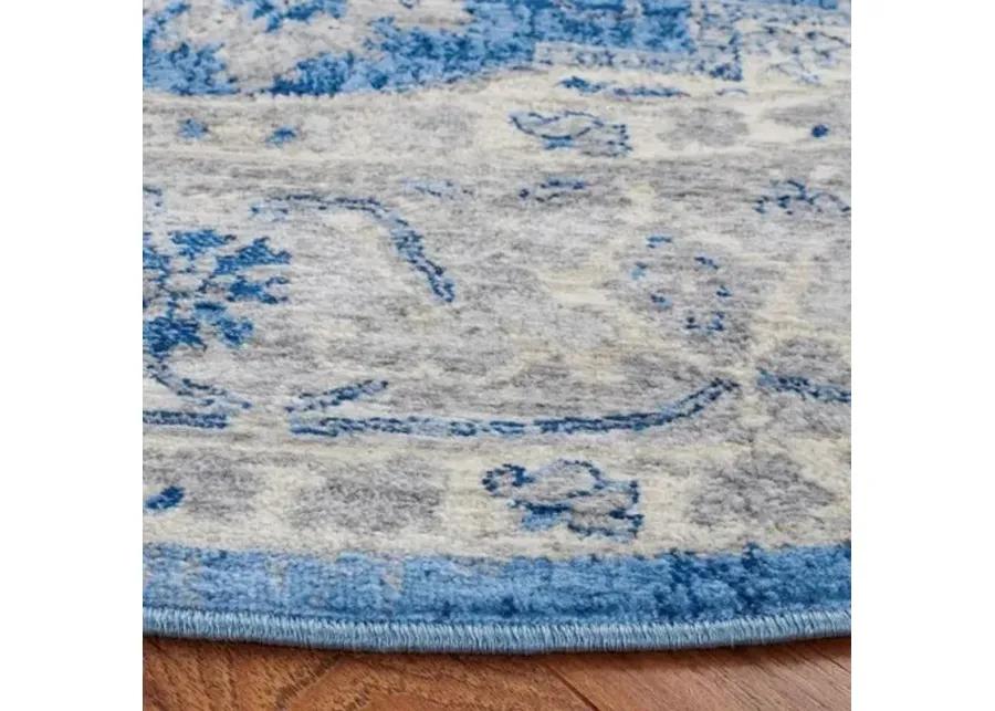 Brentwood 851 Blue / Grey 6'-7" X 6'-7" Round Round Powerloomed Rug