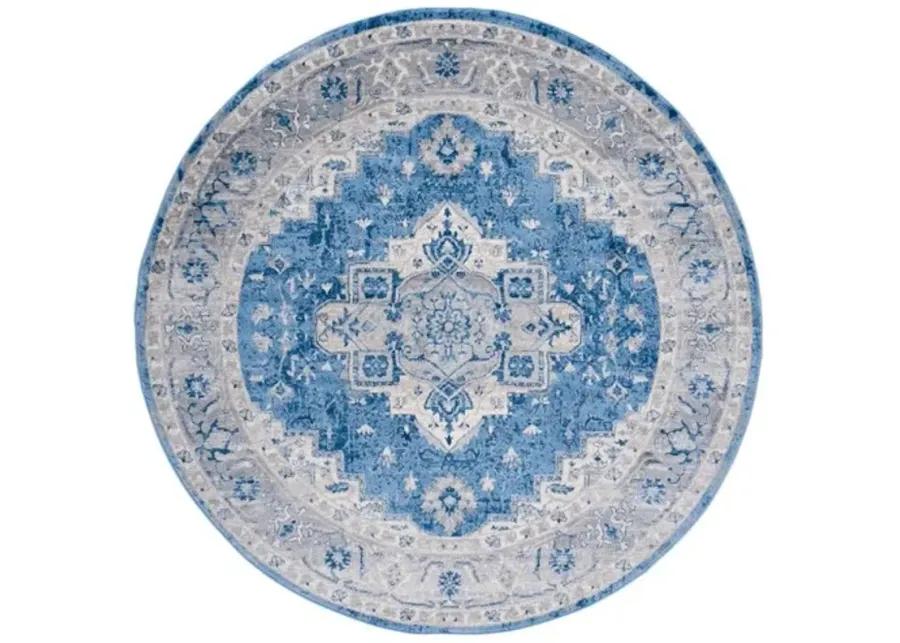 Brentwood 851 Blue / Grey 6'-7" X 6'-7" Round Round Powerloomed Rug