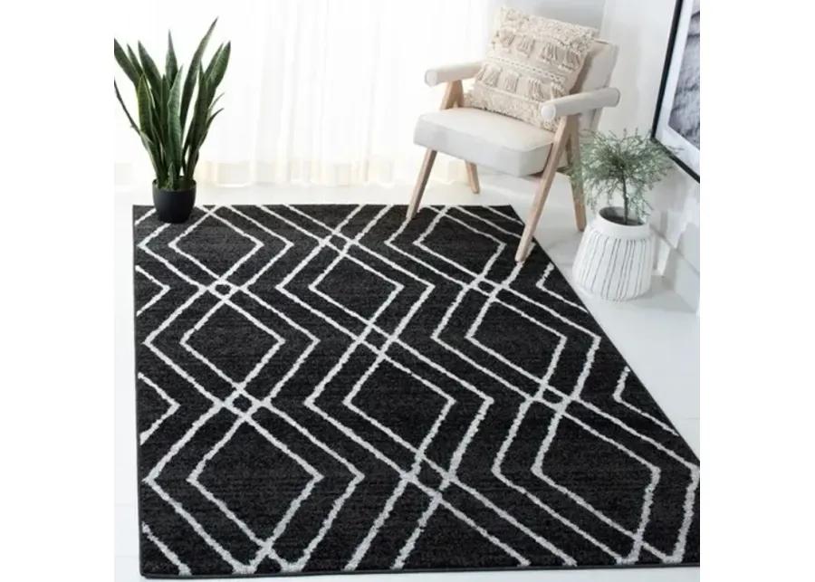 Adirondack Contemporary Black / Light Grey 8' X 10' Powerloomed Rug