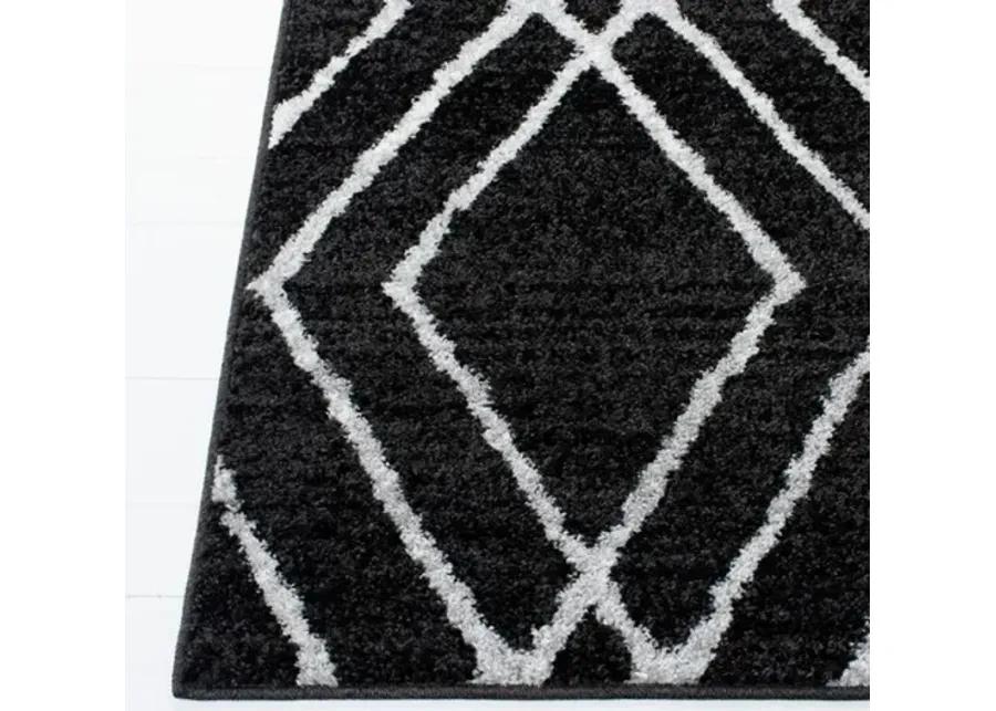 Adirondack Contemporary Black / Light Grey 8' X 10' Powerloomed Rug