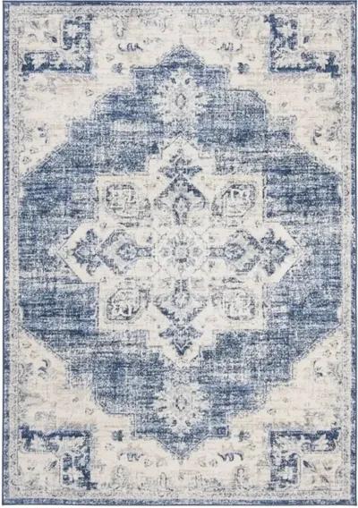 Brentwood 865 Ivory / Navy 3' X 5' Small Rectangle Powerloomed Rug