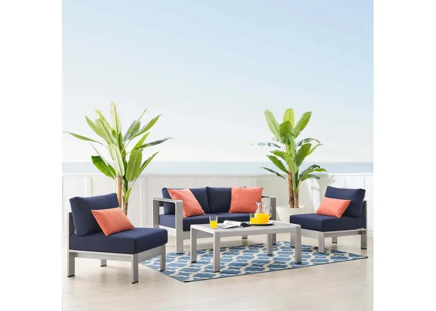 Shore Sunbrella® Fabric Outdoor Patio Aluminum 4 Piece Set