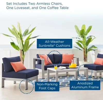 Shore Sunbrella® Fabric Outdoor Patio Aluminum 4 Piece Set