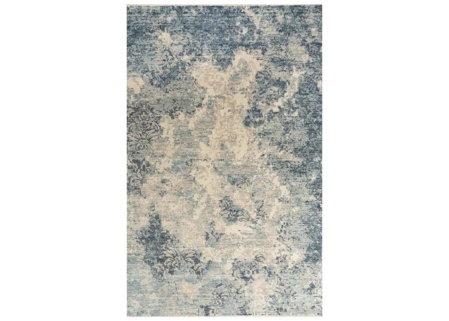 Platinum Blue Abstract Proprietary Wool 5' x 8' Rectangle Rug