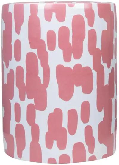 Taurus Ceramic Stool in Pink Strokes Print