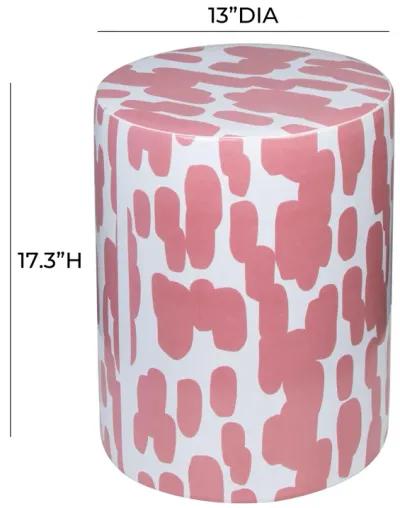 Taurus Ceramic Stool in Pink Strokes Print