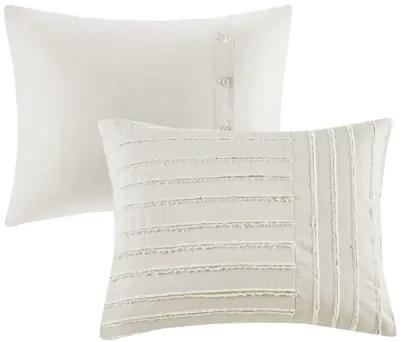 Madison Park Signature Essence Ivory Oversized Cotton Clipped Jacquard Comforter Set with Euro Shams and Throw Pillows