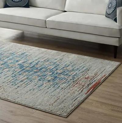 Hesper  Distressed Contemporary Floral Lattice 5x8 Area Rug