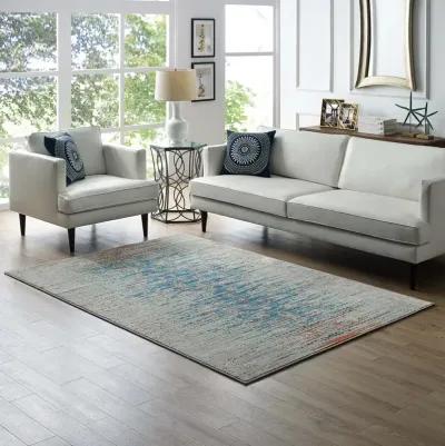 Hesper  Distressed Contemporary Floral Lattice 5x8 Area Rug