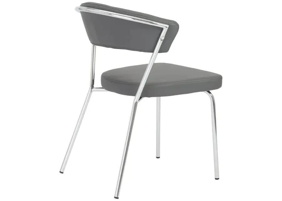 Draco Dining Chair in Gray with Chrome Legs - Set of 2