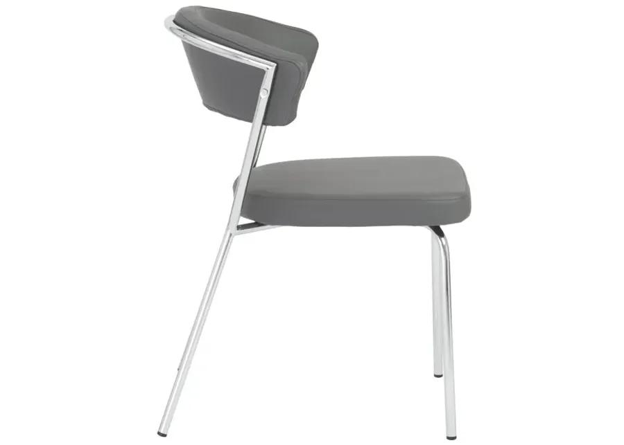 Draco Dining Chair in Gray with Chrome Legs - Set of 2