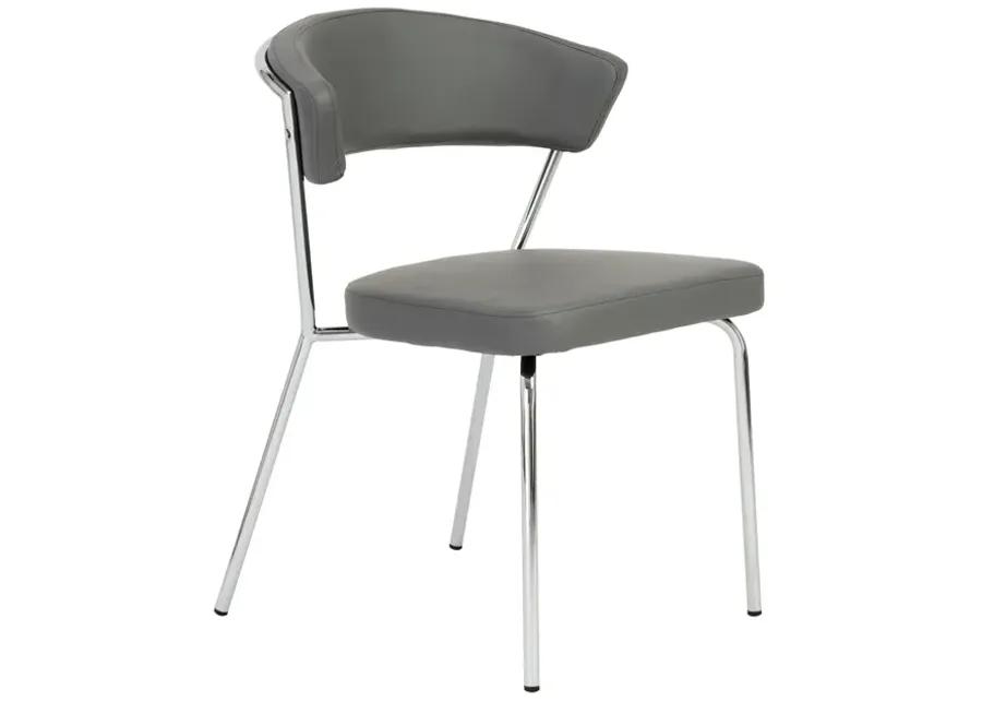 Draco Dining Chair in Gray with Chrome Legs - Set of 2