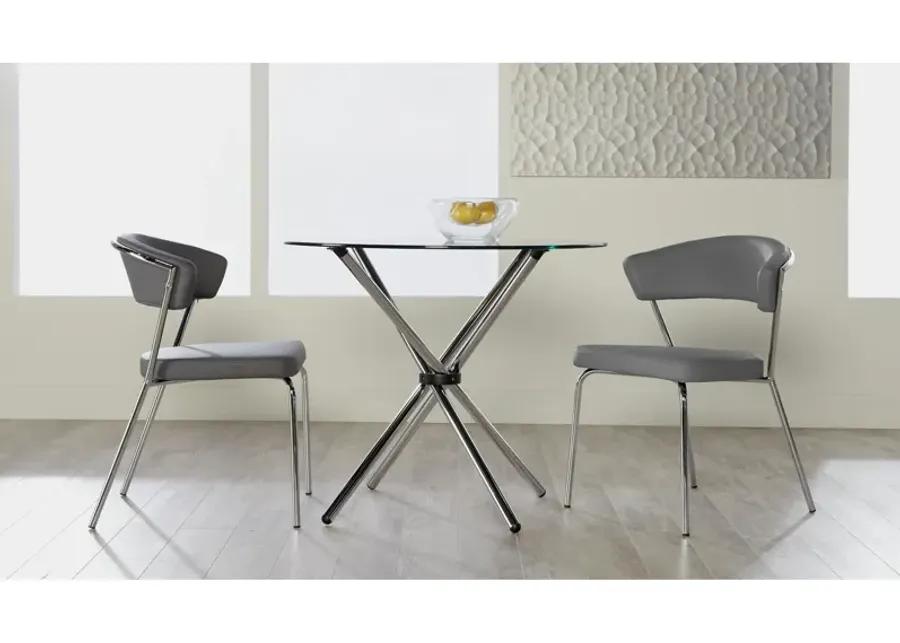 Draco Dining Chair in Gray with Chrome Legs - Set of 2