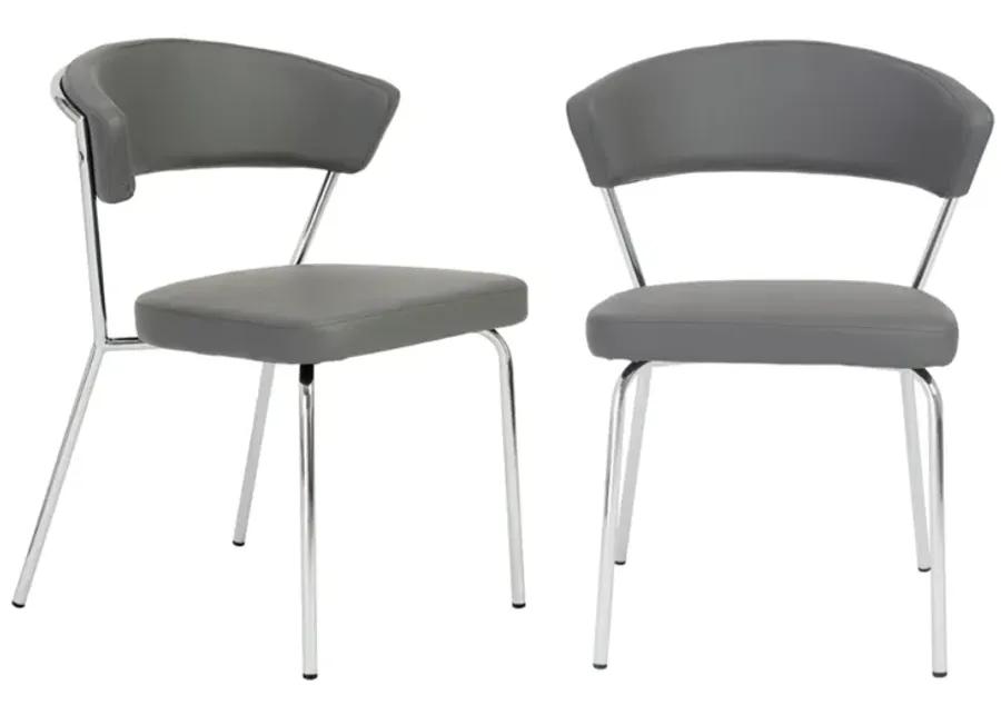 Draco Dining Chair in Gray with Chrome Legs - Set of 2