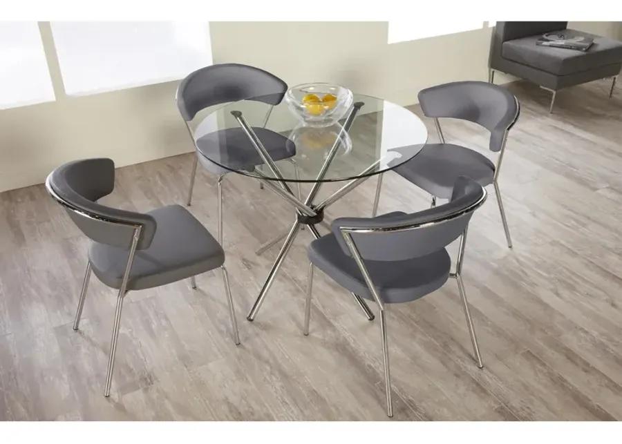 Draco Dining Chair in Gray with Chrome Legs - Set of 2