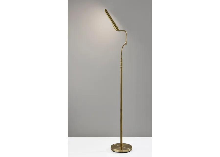 Zane LED Floor Lamp w. Smart Switch- Antique Brass