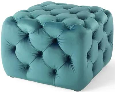 Amour Tufted Button Square Performance Velvet Ottoman