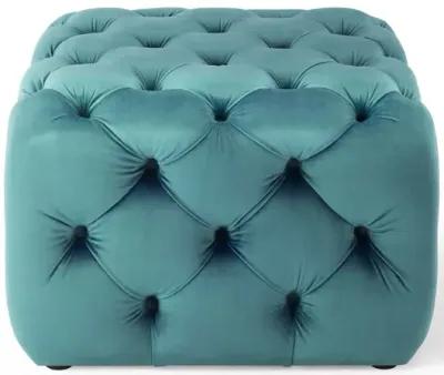 Amour Tufted Button Square Performance Velvet Ottoman